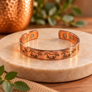 Copper-Horse-Engraved-Magnetic-Cuff-Bracelet