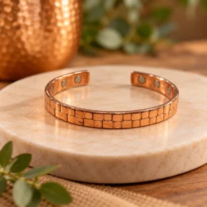 Copper-Woven-Magnetic-Cuff-on-Marble
